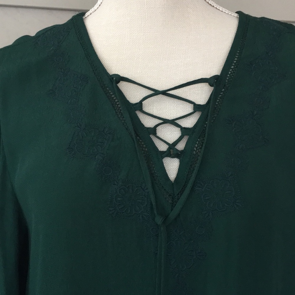 Winter green color dress - Picture 2 of 8